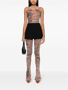 Jean Paul Gaultier graphic-print striped flared leggings - Beige