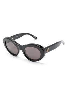 Balenciaga Eyewear logo-plaque round-frame sunglasses - Zwart