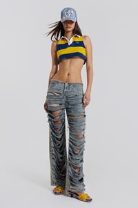 Jaded London Underground Extreme Ripped Low Rise Jeans