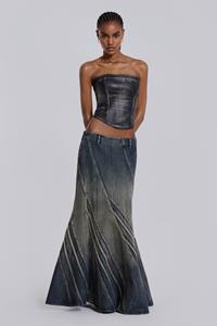 Jaded London Celadon Denim Maxi Skirt