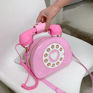 Yogodlns Women's Creative Shoulder Bag Telephone Shaped Crossbody Bag Retro PU Leather Designer Sweet Girl Phone Purses and Small Handbag