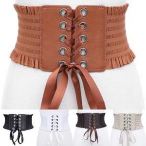 ZZS Vrouwen Fashion Stretch Belt Tassels Elastic Buckle Wide Dress Korset tailleband