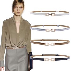 R&N Fashion 2 Fashion Belts For Women Thin Adjustable Belt PU Leather Dress  Waistband Lady Square Buckle Waist Belt