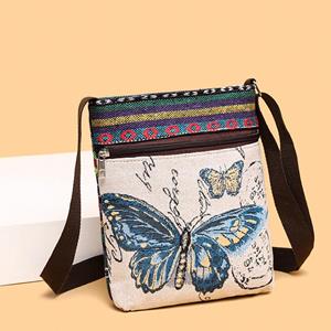 Yogodlns Lady Crossbody Shoulder Bag Phone Purse Handbag Pouch Ethnic Style Embroidered Messenger Bag Retro Small Canvas Bag