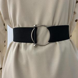 YuTao Belt Riemen voor vrouwen eenvoudige taille elastische dames band ronde gesp decoratie jas trui mode jurk