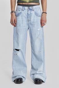 Jaded Man Bleached Blue Colossus Flare Jeans
