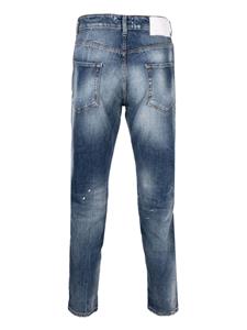 PMD logo-patch cotton tapered jeans - Blauw