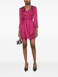 Saloni abstract-pattern silk minidress - Roze