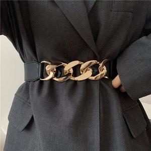 YuTao Belt gouden ketting riem elastische zilveren metalen taille riemen voor vrouwen hoge kwaliteit stretch cummerbunds dames jas tailleband