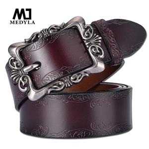 XBHAPPAREL Medyla Ladies Belt Exquisite Carved Leather Belt Ladies Decorative Pants Women 'S Simple Pin Buckle Belt