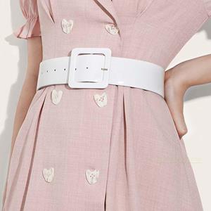 Lulou Coat Square Buckle Dress Waistband PU Leather Belt Metal Buckle Waist Strap Women Waistbands