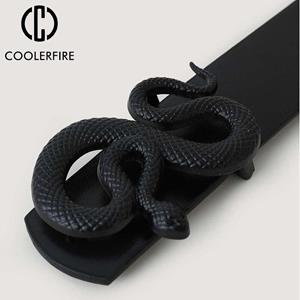 COOLERFIRE FASHION Belts For Women High Quality Luxury Brand Shiny Casual Designer Snake Buckle PU Leather Belt Ladies Dress Jeans Waistband AL042