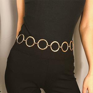 Hexuke Female Long Tassel Big Ring Gold Silver Waistband Metal Chain Belt Round Alloy Belt Waist Belts