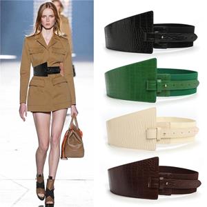 17 years old Outside The Dress Wide Elastic Stretch Women's Belt PU Leather Square Buckle Belt