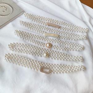 Three Meows 1PC Waist Chain Women's Elastic Belt with Diamond Decoration