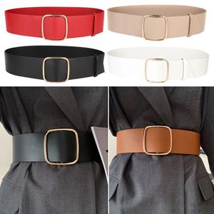 WeibaiDZ Retro Luxury Design No-hole Buckle Waistband Wide Waist Strap Trouser Dress Belts Leather Belt