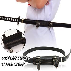 NicceGal Vintage Sleeve Rapier Demon Slayer Sword Waist Belt Scabbard Holder Ring Strap Leather Katana Belt