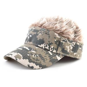 Kissbaobei Fashion Baseball Cap With Fake Hair Summer Men's Outdoor Camouflage Visor Hat Women Adjustable Sunshade Snapback Wig Top Caps