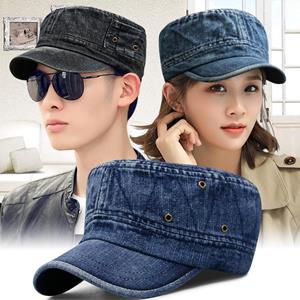 MAZIDA Hat Male Korean style Washed and Used Denim Breathable Military Cap Outdoor Sunshade Flat Cap Ladies Casual Cap