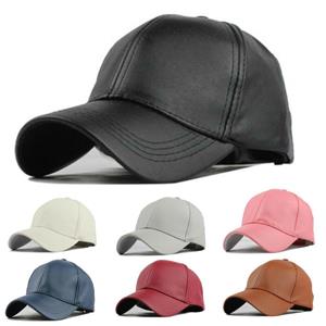 Delie For Men Women PU Leather Trucker Hat Baseball Snapback Adjustable Plain Flat Cap