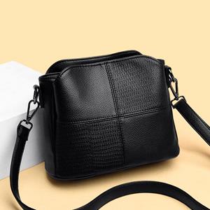 Yogodlns Retro Stitching Soft Leather Shoulder Bag for Women Simple Solid Color Crossbody Bag