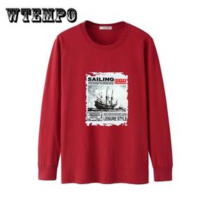 WTEMPO Men's clothing trend wild T-shirt long-sleeved men's cotton T-shirt round neck loose large size