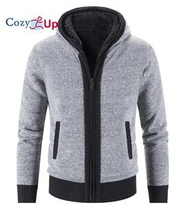 Cozy Up Fleece Padded Sweater Coat Solid Color Hooded Cardigan Men