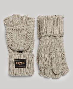 Superdry Vrouwen Gebreide Handschoenen met Kabelpatroon Beige Grootte: 1SIZE