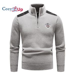 Cozy Up Men's Long Sleeve Sweater New Half Zipper Pullover Stand Collar Soft