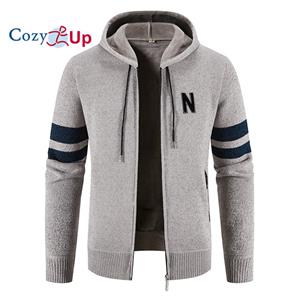 Cozy Up New Hooded Knit Jacket Men Casual Slim Fit Stitching Thermal Sweater