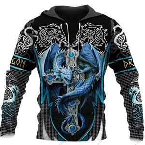 ETST WENDY 005 Black & White Tattoo Dragon 3D Printed Men's Hoodies Sweatshirts Unisex Streetwear Pullover Casual Loose Jacket Tracksuits 4XL