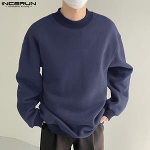 INCERUN Autumn Spring Men Solid Color Long Sleeves Hooded Tops