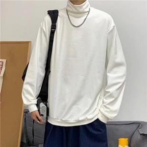 Custer Men Clothes Mall Solid Color Hoodie Men's Spring and Autumn Hong Kong Style Ins All-Matching High Neck Bottoming Shirt Korean Style Handsome Loose Long Sleeve
