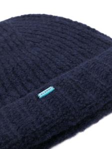 Alanui logo-appliqué cashmere-silk beanie - Blauw