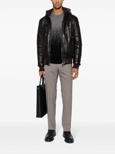 Barba funnel-neck leather hooded jacket - Zwart