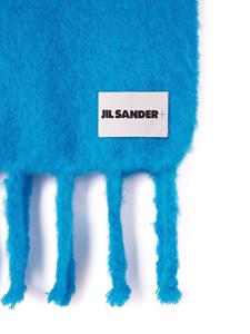Jil Sander Sjaal met logopatch - Blauw