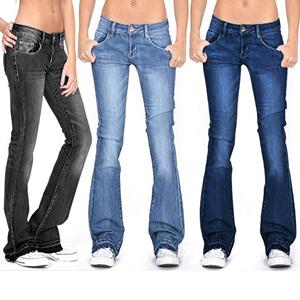 Lapa Women Casual Basic Denim Low Waist Jeans Trousers