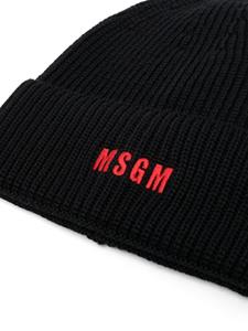 MSGM Muts met geborduurd logo - Zwart