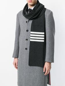 Thom Browne Full Needle Rib Scarf With White 4-Bar Stripe In Cashmere - Grijs