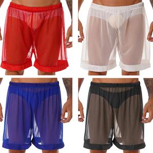 Manyakai M-4XL Men Mesh Loose Lounge Boxer Shorts Pajamas Sleepwear Swim Short Pants
