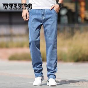 WTEMPO Spring and Summer Loose Jeans Men's Light Blue Straight-leg Youth Large Size Wide-leg Casual Light-colored Thin Trousers