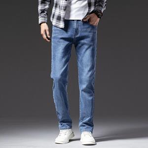 Samgo Mens Clothing Mens Jeans Business Regular Straight Full Lenght Jean Casual Denim Trousers Elasticity Stretch Fabric Pant   LY801
