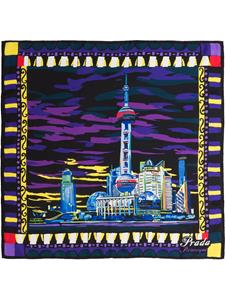 Prada Shanghai sjaal met dessin - Zwart
