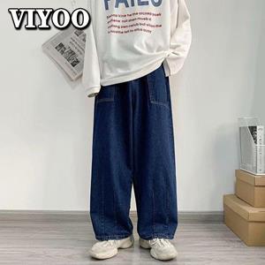 VIYOO Retro Baggy Jeans Homme Y2K Goth Men Clothes Represent Oversized Denim Pants Trousers Straight Hip Hop Japan Streetwear Wide Cargo Pants Jeans For Men