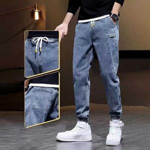 HOMAVA Men Jeans Ankle-banded Daily Wear Breathable Young Soft Summer Pants Garment