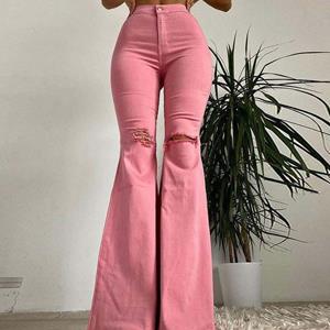 Ice cream Fashion Sexy Hip Lift Denim Jeans for Women Hole Stretch Flared Pant Jeans
