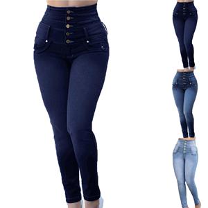 Haide Women High Waisted Skinny Jeans Stretch Slim Pants Calf Length Jeans