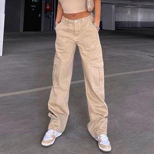 Surwenyue Fashion High Waist Wide Leg Jeans Women Pockets Straight BF Vintage Cargo Pants Woman Street Solid Loose Baggy Jeans Y2K 28724