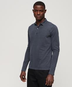 Superdry Mannen Jersey Studios Poloshirt met Lange Mouwen Blauw Grootte: S