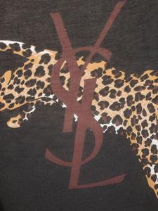 Saint Laurent leopard-print frayed scarf - Zwart